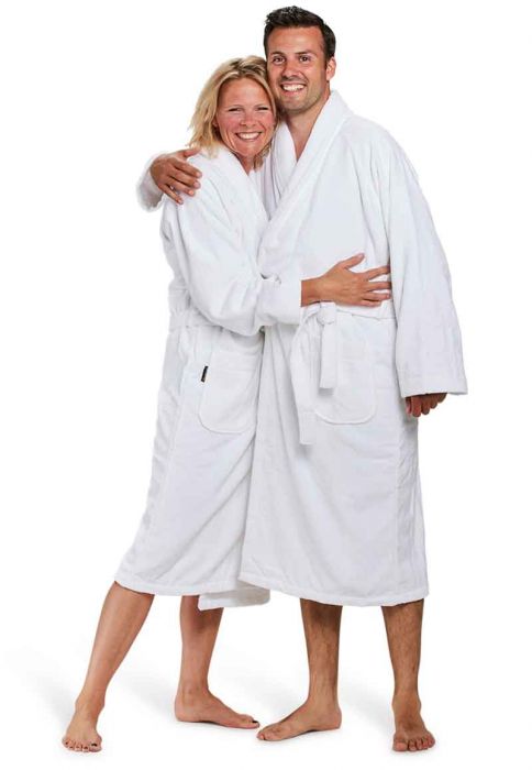 genezen Ook lancering Velours katoenen badjas wit